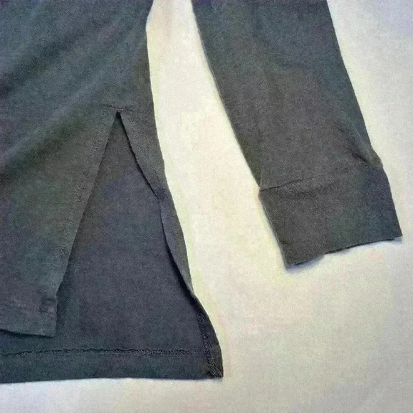 ABERCROMBIE Soft A&F Long Sleeve Shirt Black High Side Slit Crew Top Women Small - Picture 2 of 6